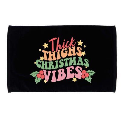 Thick Thighs Christmas Vibes Retro Holiday Funny Microfiber Hand Towel