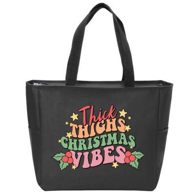 Thick Thighs Christmas Vibes Retro Holiday Funny Zip Tote Bag