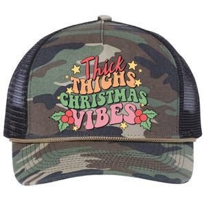 Thick Thighs Christmas Vibes Retro Holiday Funny Retro Rope Trucker Hat Cap