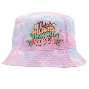 Thick Thighs Christmas Vibes Retro Holiday Funny Tie-Dyed Bucket Hat