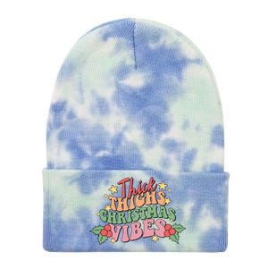 Thick Thighs Christmas Vibes Retro Holiday Funny Tie Dye 12in Knit Beanie