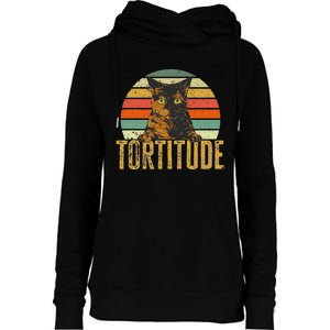 Tortitude Tortoiseshell Cat Tortie Cat Womens Funnel Neck Pullover Hood