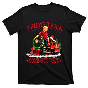 Trump Train Christmas Coming To Town Santa Trump 2024 Xmas T-Shirt