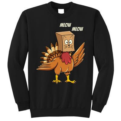 Thanksgiving Turkey Cat Meow Funny Thanksgiving Sweatshirt