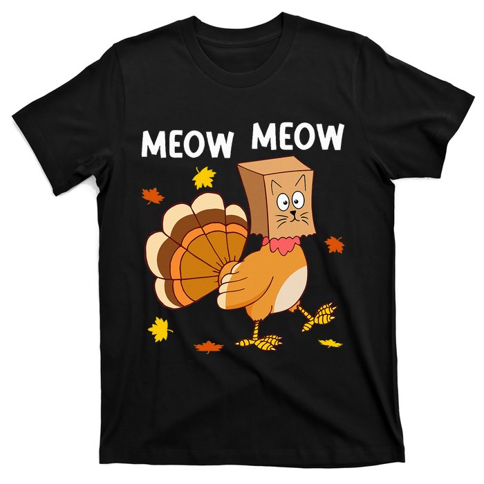 Thanksgiving Turkey Cat Meow T-Shirt