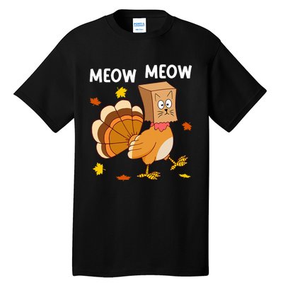 Thanksgiving Turkey Cat Meow Tall T-Shirt