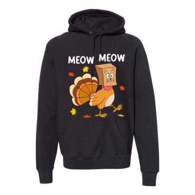 Thanksgiving Turkey Cat Meow Premium Hoodie