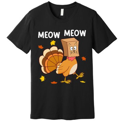 Thanksgiving Turkey Cat Meow Premium T-Shirt