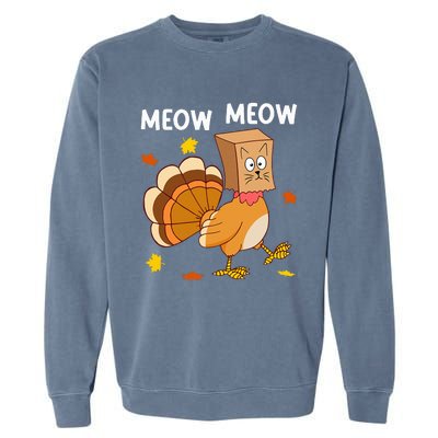 Thanksgiving Turkey Cat Meow Garment-Dyed Sweatshirt