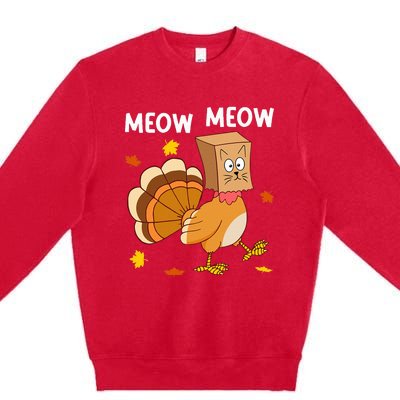 Thanksgiving Turkey Cat Meow Premium Crewneck Sweatshirt