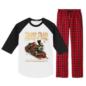 Trump Train Coming To Town Christmas Raglan Sleeve Pajama Set