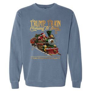 Trump Train Coming To Town Christmas Garment-Dyed Sweatshirt