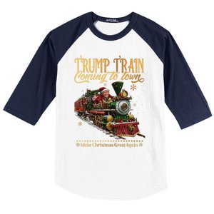 Trump Train Coming To Town Christmas Baseball Sleeve Shirt