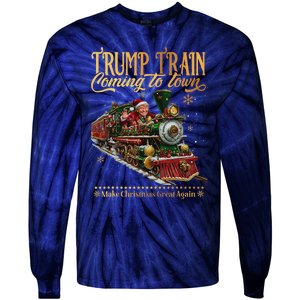 Trump Train Coming To Town Christmas Tie-Dye Long Sleeve Shirt