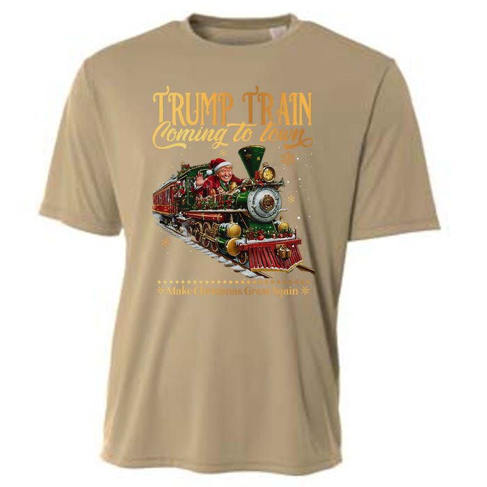 Trump Train Coming To Town Christmas Cooling Performance Crew T-Shirt