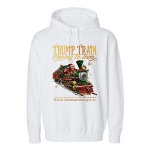 Trump Train Coming To Town Christmas Garment-Dyed Fleece Hoodie