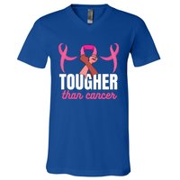 Tougher Than Cancer Cancer Fighting Gift V-Neck T-Shirt