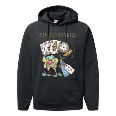 Timelessness Timeless Clock Back In Time Magic Card Performance Fleece Hoodie