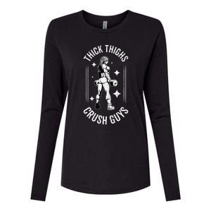 Thick Thighs Crush Guys Gym Workout Fitness Bodybuilding Womens Cotton Relaxed Long Sleeve T-Shirt