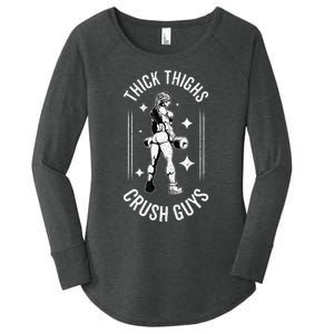 Thick Thighs Crush Guys Gym Workout Fitness Bodybuilding Women's Perfect Tri Tunic Long Sleeve Shirt