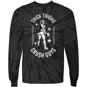 Thick Thighs Crush Guys Gym Workout Fitness Bodybuilding Tie-Dye Long Sleeve Shirt