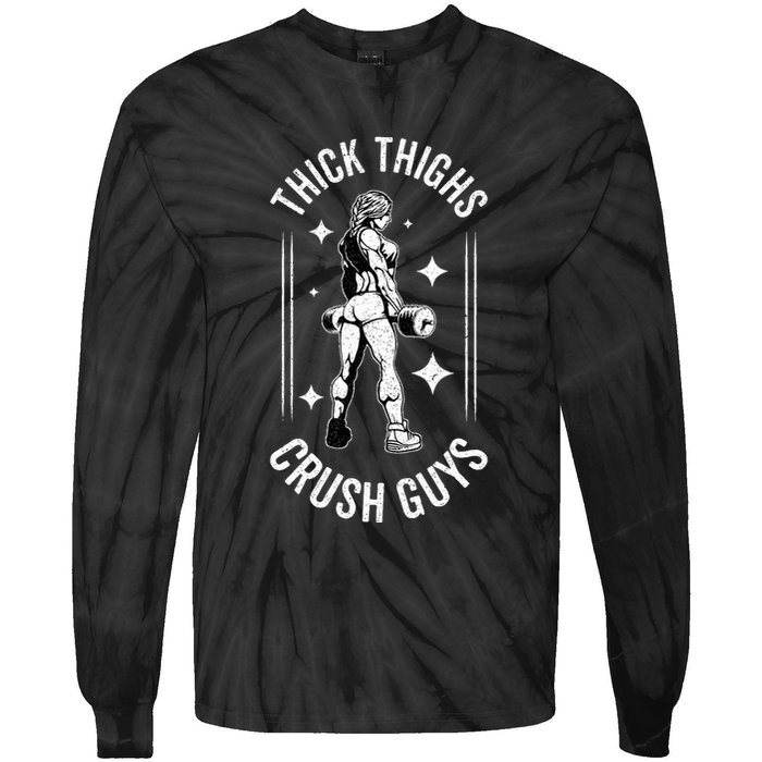 Thick Thighs Crush Guys Gym Workout Fitness Bodybuilding Tie-Dye Long Sleeve Shirt