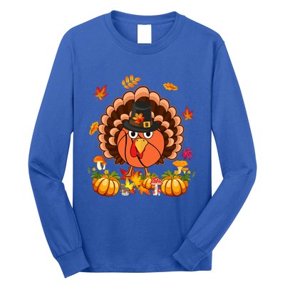 Thanksgiving Turkey Costume Basketball Ball Lover Player Gift Long Sleeve Shirt