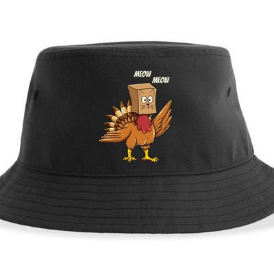 Thanksgiving Turkey Cat Meowthanksgiving Sustainable Bucket Hat