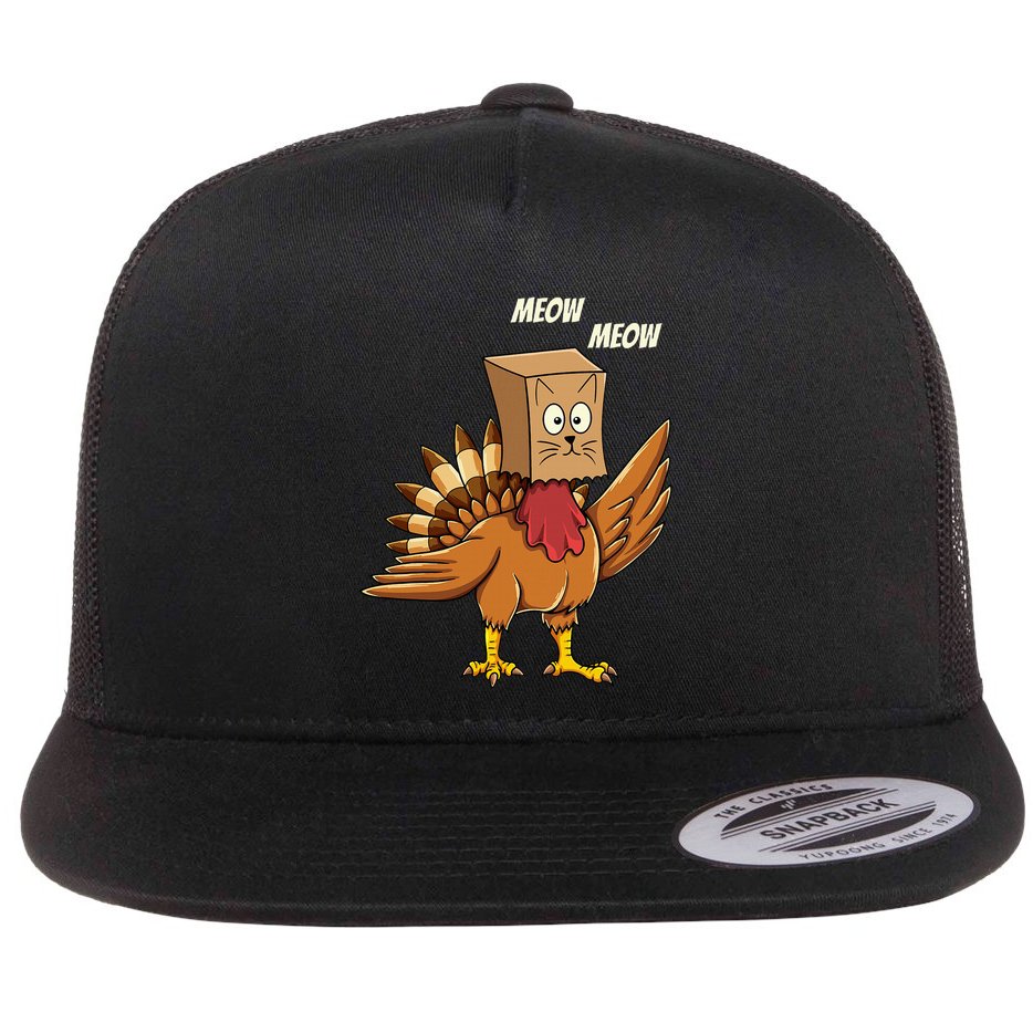 Thanksgiving Turkey Cat Meowthanksgiving Flat Bill Trucker Hat