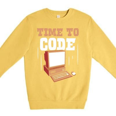 Time To Code Code It Programming Coder Programmer Coding Great Gift Premium Crewneck Sweatshirt