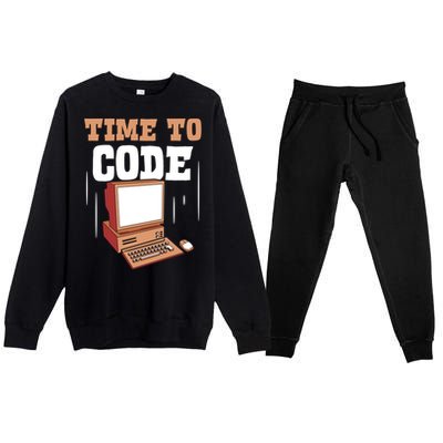 Time To Code Code It Programming Coder Programmer Coding Great Gift Premium Crewneck Sweatsuit Set