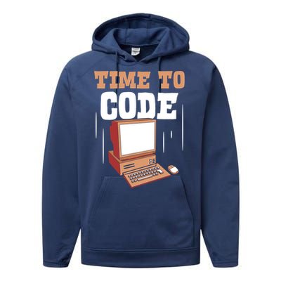 Time To Code Code It Programming Coder Programmer Coding Great Gift Performance Fleece Hoodie