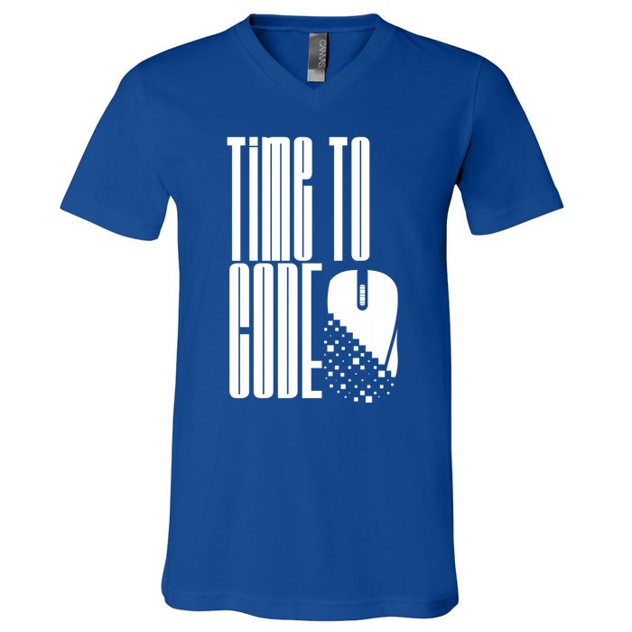 Time To Code Coder Programming Programmer Coding Code It Great Gift V-Neck T-Shirt