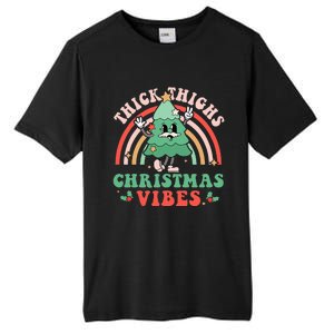 Thick Thighs Christmas Vibes Xmas Tree Rainbow Retro Pajama Tall Fusion ChromaSoft Performance T-Shirt