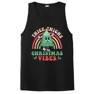 Thick Thighs Christmas Vibes Xmas Tree Rainbow Retro Pajama PosiCharge Competitor Tank