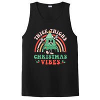 Thick Thighs Christmas Vibes Xmas Tree Rainbow Retro Pajama PosiCharge Competitor Tank