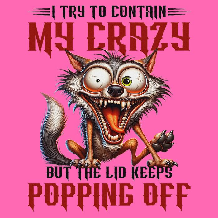 Trying To Contain My Crazy But Lid Keeps Popping Off Wolf Stripe Pom Pom Beanie