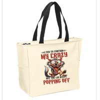 Trying To Contain My Crazy But Lid Keeps Popping Off Wolf Zip Tote Bag