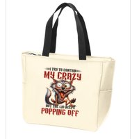 Trying To Contain My Crazy But Lid Keeps Popping Off Wolf Zip Tote Bag