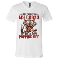 Trying To Contain My Crazy But Lid Keeps Popping Off Wolf V-Neck T-Shirt