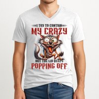 Trying To Contain My Crazy But Lid Keeps Popping Off Wolf V-Neck T-Shirt