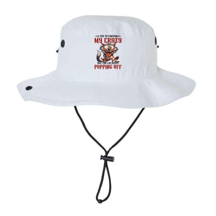Trying To Contain My Crazy But Lid Keeps Popping Off Wolf Bucket Hat