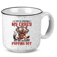 Trying To Contain My Crazy But Lid Keeps Popping Off Wolf 15oz Campfire Ceramic Mug
