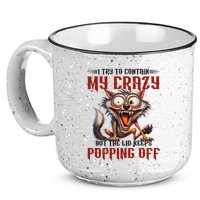 Trying To Contain My Crazy But Lid Keeps Popping Off Wolf 15oz Campfire Ceramic Mug