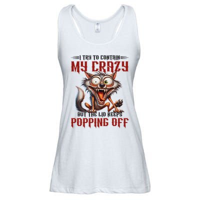 Trying To Contain My Crazy But Lid Keeps Popping Off Wolf Ladies Essential Flowy Tank