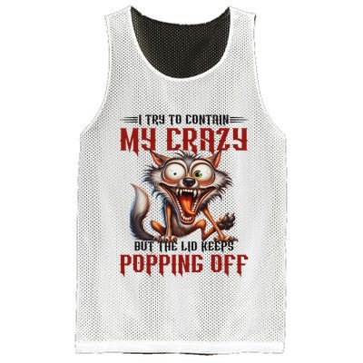 Trying To Contain My Crazy But Lid Keeps Popping Off Wolf Mesh Reversible Basketball Jersey Tank