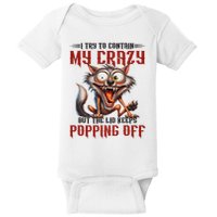 Trying To Contain My Crazy But Lid Keeps Popping Off Wolf Baby Bodysuit