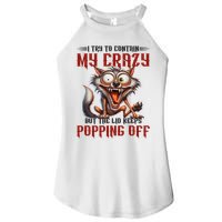 Trying To Contain My Crazy But Lid Keeps Popping Off Wolf Women's Perfect Tri Rocker Tank