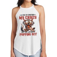 Trying To Contain My Crazy But Lid Keeps Popping Off Wolf Women's Perfect Tri Rocker Tank