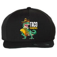 Tacosaurus Taco Cinco De Mayo Dinosaur T Rex Wool Snapback Cap
